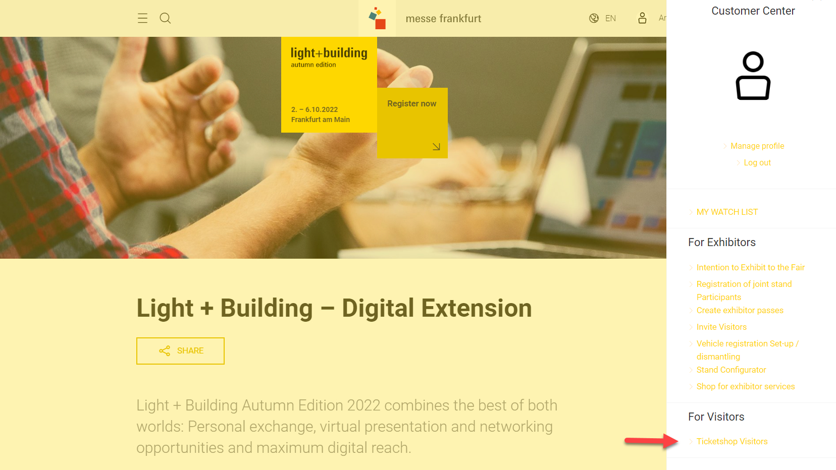 Screenshot of the Digital Extension