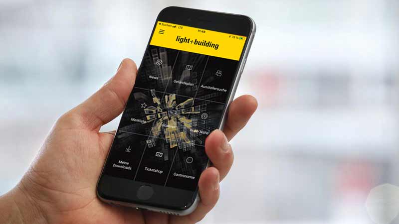 Light + Building App auf einem Smartphone