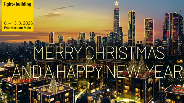 Light + Building key visual with Christmas greeting