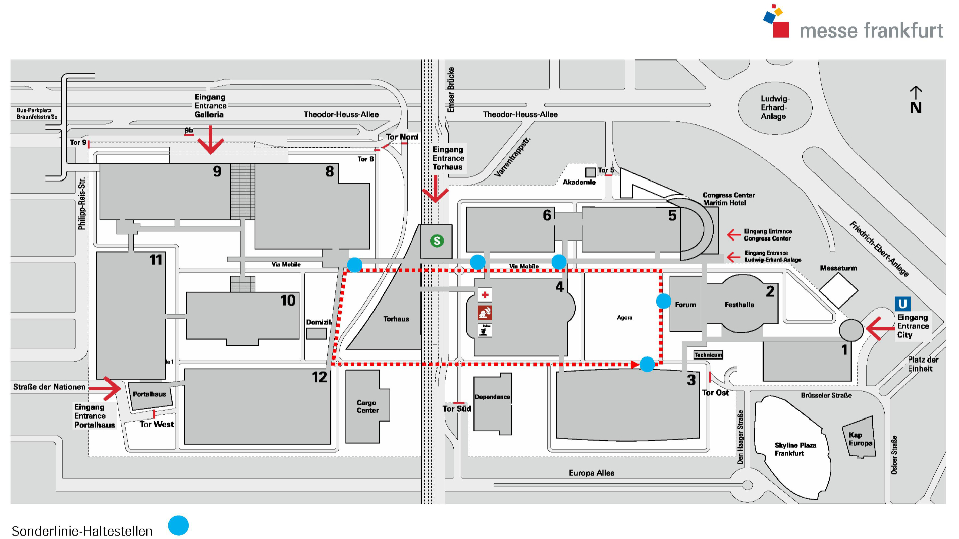 Haltestellen des Light Shuttle