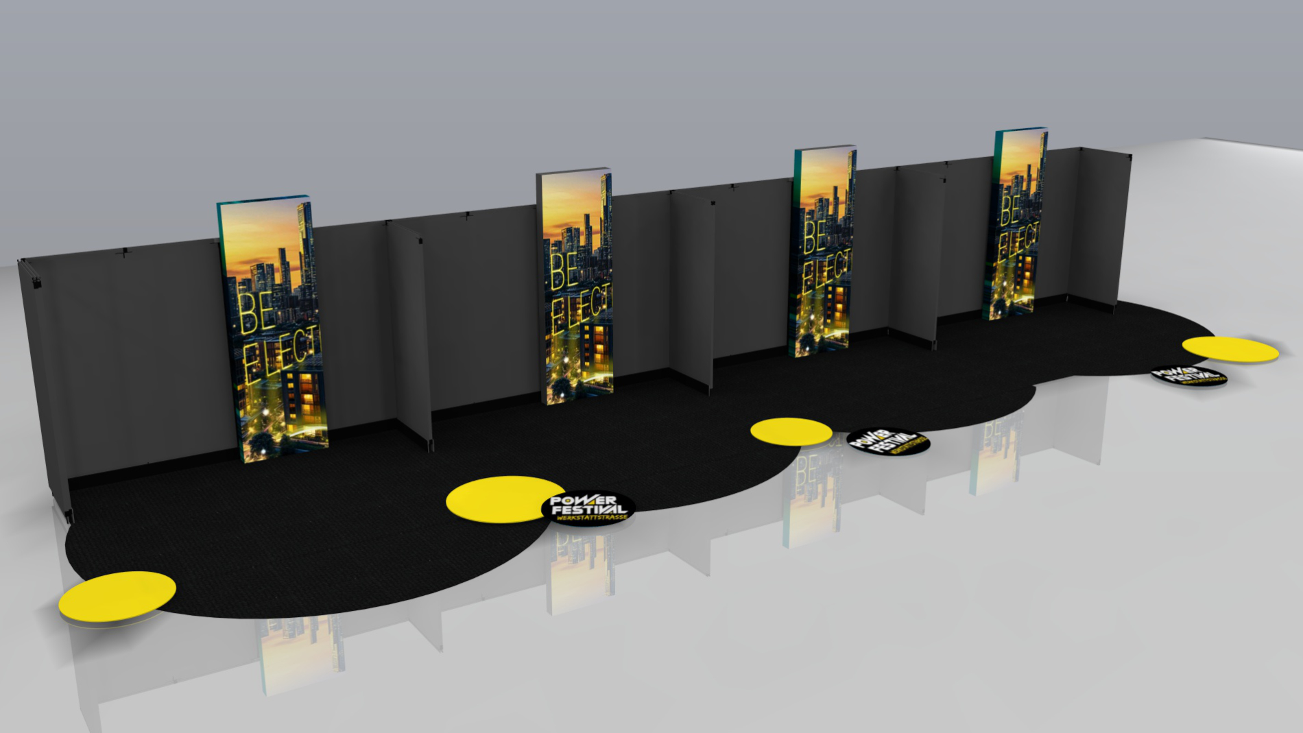 Entwurf eines Ausstellerstands beim Power Festival